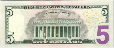 USA 5 Dollars Lincoln - Lincoln Mémorial 2013 B2 New York