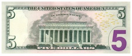 USA 5 Dollars Lincoln - Lincoln Mémorial 2013 L12 San Francisco