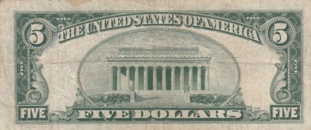 USA 5 Dollars Lincoln - Read Seal  - 1928 - TB à TTB