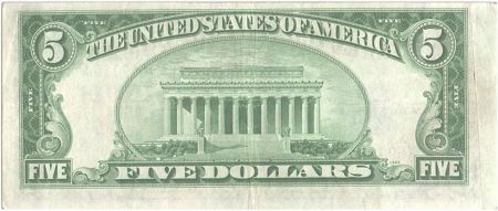USA 5 Dollars Lincoln - Yellow seal 1934 A