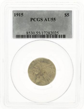 USA 5 Dollars Tête Indien - Aigle 1915 - PCGS AU55