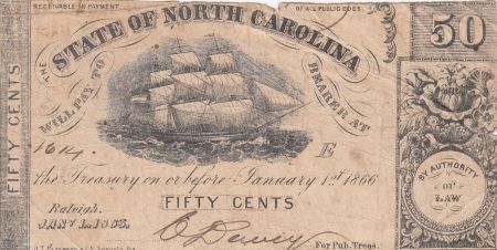 USA 50 Cents - State of North Carolina - 1866 - TB