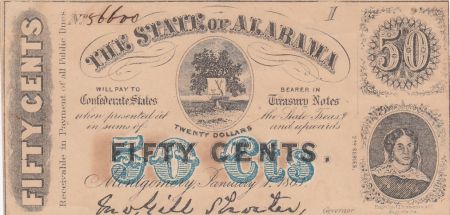 USA 50 Cents - The State of Alabama - 1863 - TTB
