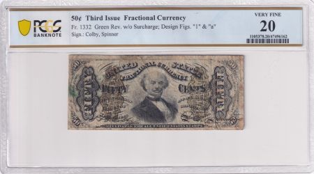 USA 50 Cents - Third Issue Fractional Currency March 1863  - PCGS VF 20
