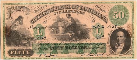 USA 50 Dollars, Citizen Bank - Louisiane - 1868 - SUP
