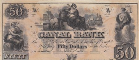 USA 50 Dollars Canal Bank 18xx - Figure allégorique, navires - Série A