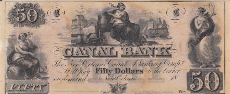 USA 50 Dollars Canal Bank 18xx - Figure allégorique, navires - Série C