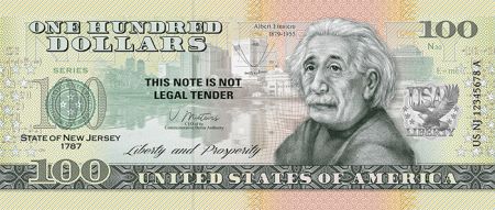 USA Albert Einstein - New Jersey - Billet 100 Dollars Souvenir