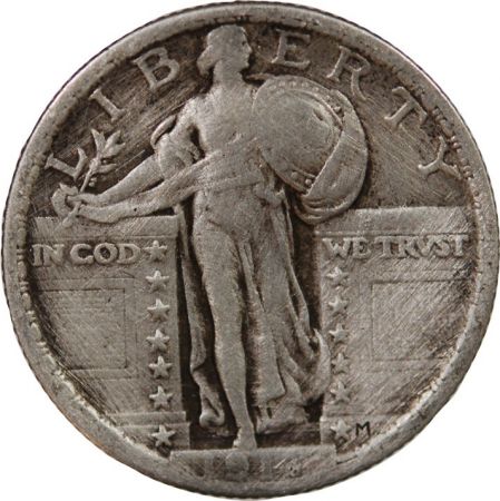 USA ETATS UNIS - 1/4 DOLLAR ARGENT \ Standing Liberty Quarter\  1917 PHILADELPHIE