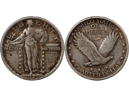 USA ETATS UNIS - 1/4 DOLLAR ARGENT \ Standing Liberty Quarter\  1920 PHILADELPHIE