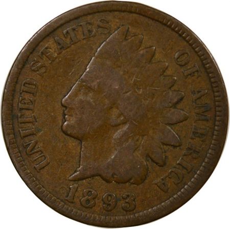 USA ETATS UNIS - 1 CENT \ Indian Head\  1893 PHILADELPHIE
