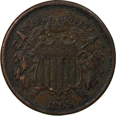 USA ETATS UNIS - 2 CENTS \ Union Shield\  1865 PHILADELPHIE