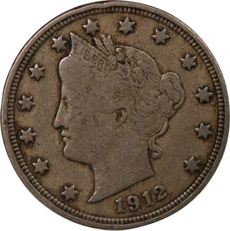 USA ETATS UNIS - 5 CENTS \ Liberty Nickel\  1912 PHILADELPHIE