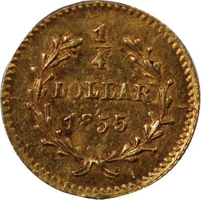 USA ETATS UNIS, CALIFORNIE - 1/4 DOLLAR OR \ SMALL LIBERTY HEAD\  1855