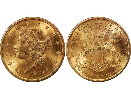 USA ETATS UNIS, LIBERTY EAGLE - 20 DOLLARS 1904, PHILADELPHIE