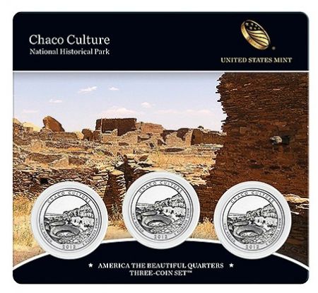 USA FDC.2012 Coffret 3 x 1/4 $ Chaco Culture