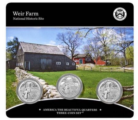 USA Folder 3 x 1/4 Dollar - Weir Farm - 2020