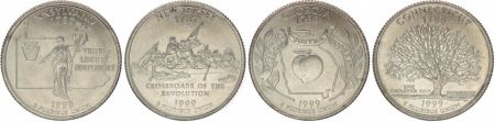 USA Lot 4 pièces - Quarter Dollar - 1999