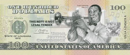 USA Louis Armstrong - Louisiane - Billet 100 Dollars Souvenir