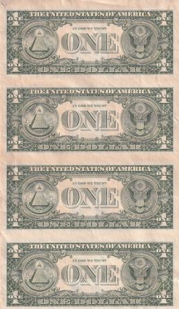 USA Planche non découpée de 4 billets de 1 Dollar - George Washington - 1985 - San Francisco (L)