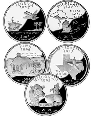 USA Quarters Américains - Les Etats - USA 2004