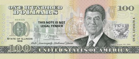 USA Ronald Reagan - Illinois - Billet 100 Dollars Souvenir