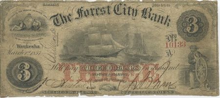USA WI.830.G6 3 Dollars, The Forest City Bank