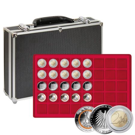 Valise numismatique - Pour 320 monnaies ou capsules jusqu\'à 34mm Ø