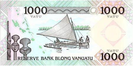 Vanuatu 1000 Vatu Chef Mélanésien - Voilier à balancier - 1993 Série CC