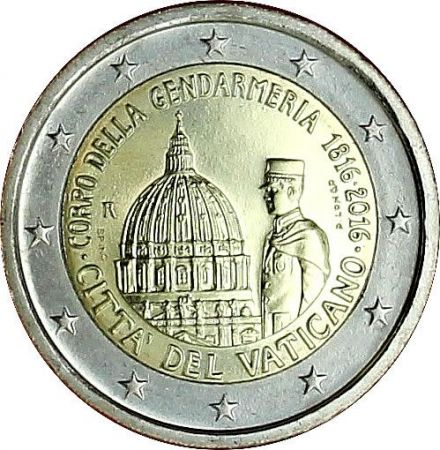 Vatican 2 Euros Commémo. 2016 - Gendarmerie