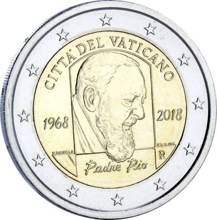 Vatican 2 Euros Commémo. 2018 BU (FDC) - 50 ans Mort Padre Pio