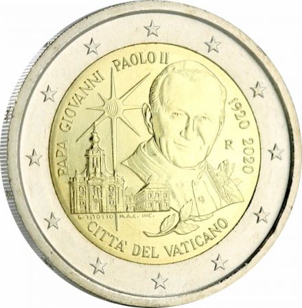 Vatican 2 Euros Commémo. 2020 - 100 ans de la naissance du pape Jean-Paul II