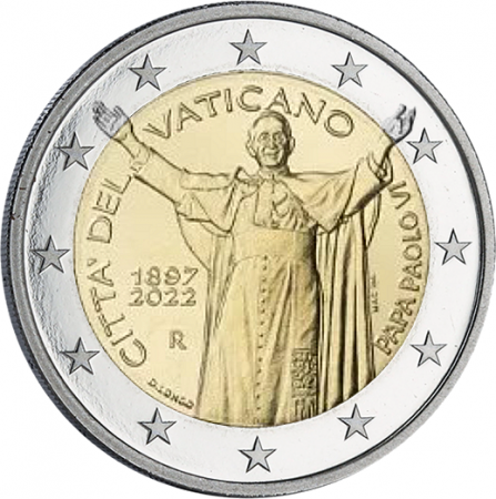 Vatican 2 Euros Commémo. BE  2022 - 125e Anniversaire de la naissance du Pape Paul VI