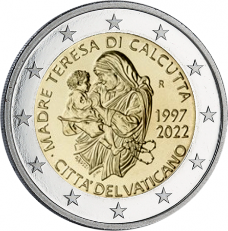 Vatican 2 Euros Commémo. BE 2022 - 25e anniversaire de la mort de Mère Teresa de Calcutta