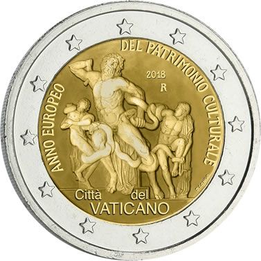 Vatican 2 Euros Commémo. BE Vatican 2018 - Année Européenne du Patrimoine culturel