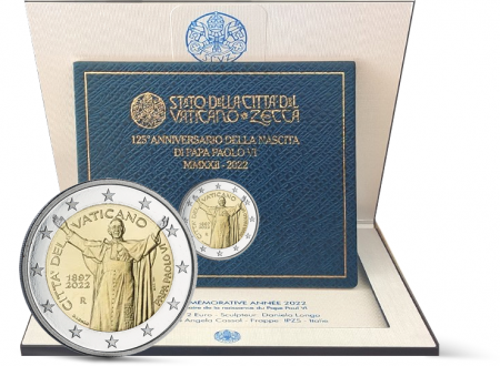 Vatican 2 Euros Commémo. BU Vatican 2022 - 125e Anniversaire de la naissance du Pape Paul VI