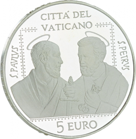 Vatican 5 Euros BE Argent Vatican 2021 - 50 ans de l\'Association Saint Pierre et Saint Paul