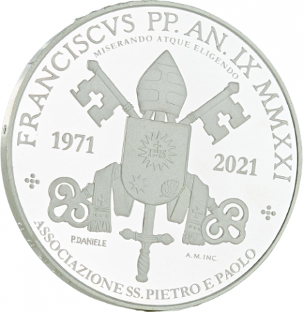 Vatican 5 Euros BE Argent Vatican 2021 - 50 ans de l\'Association Saint Pierre et Saint Paul