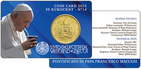 Vatican 50 centimes euros 2023 Vatican - SOUS BLISTER (Coincard n°14)