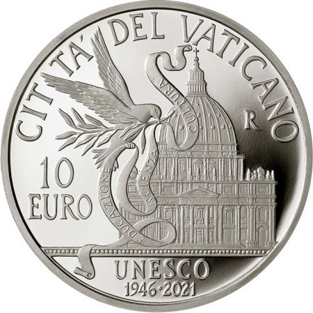 Vatican 75 ans de l\'Unesco - 10 Euros Argent Vatican 2021