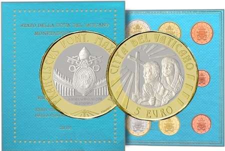 Vatican Coffret BU Euro 2019 VATICAN + 5 euro bimetallique JMJ PANAMA\ \ 