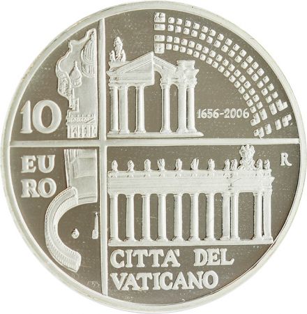 Vatican Colonnades Place Saint Pierre - Benoit XVI - 10 Euros Argent Vatican 2006