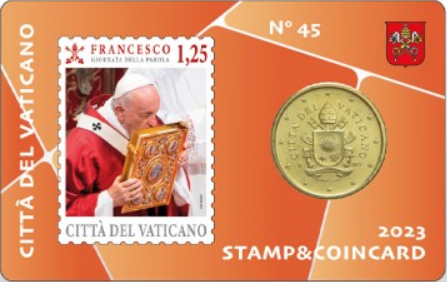 Vatican Lot de 4 Coincards 50 centimes euros + timbre 2023