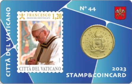 Vatican Lot de 4 Coincards 50 centimes euros + timbre 2023