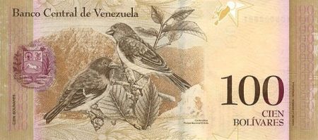 Venezuela 100 Bolivares Simon Bolivar - Petits cardinals