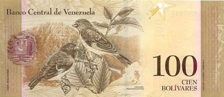 Venezuela 100 Bolivares Simon Bolivar - Petits cardinals