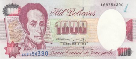 Venezuela 1000 Bolivares S. Bolivar - 1992