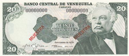 Venezuela 20 Bolivares 1979 - José Antonio Paez Specimen