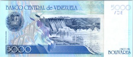 Venezuela 5000 Bolivares F. de Miranda - Barrage hydroélectrique - 2002
