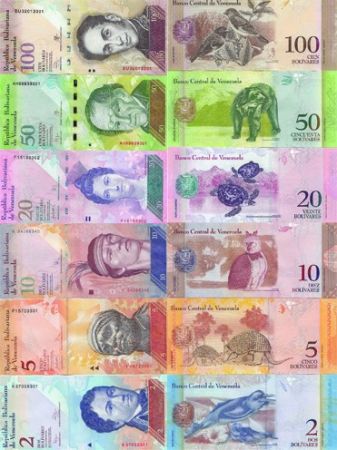 Venezuela Lot 6 billets 2, 5, 10, 20, 50 et 100 bolivares - 2007 à 2015